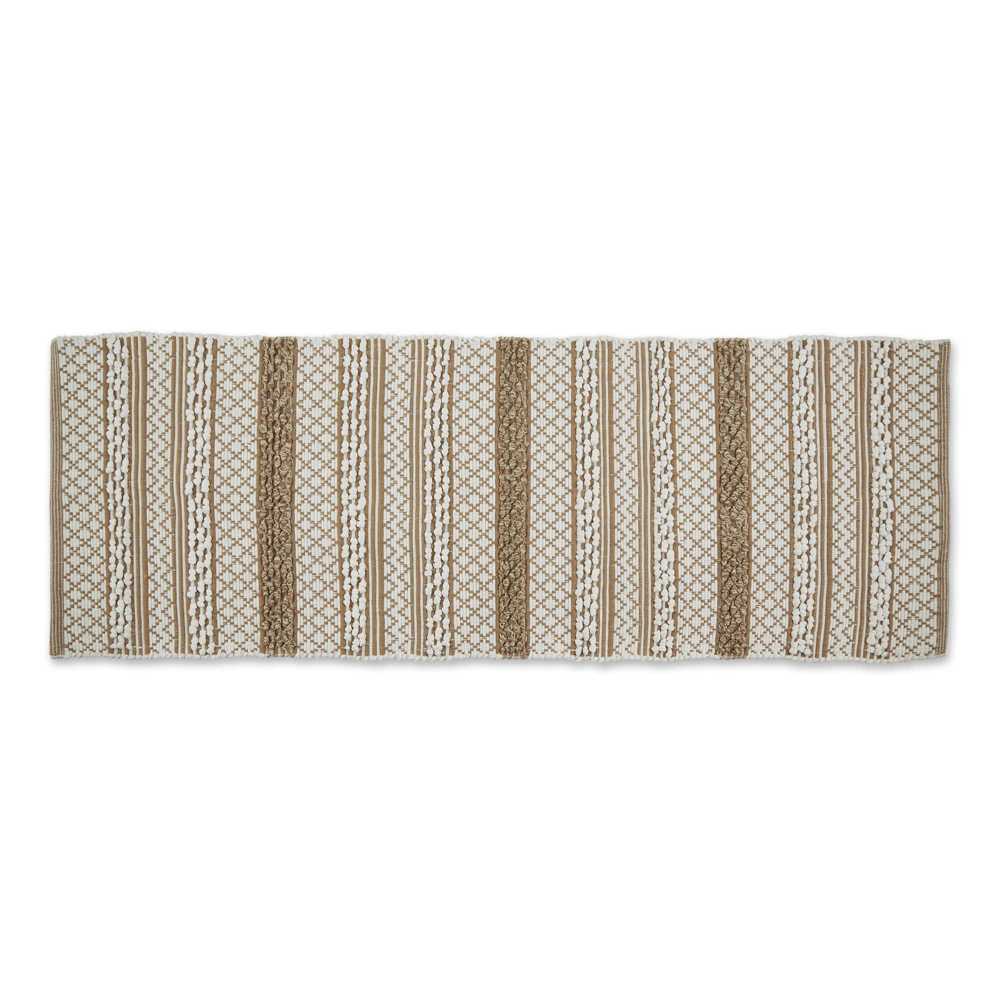 Stone and White Hand-Loomed Paper Chindi Runner 2.25ft. x 6ft.